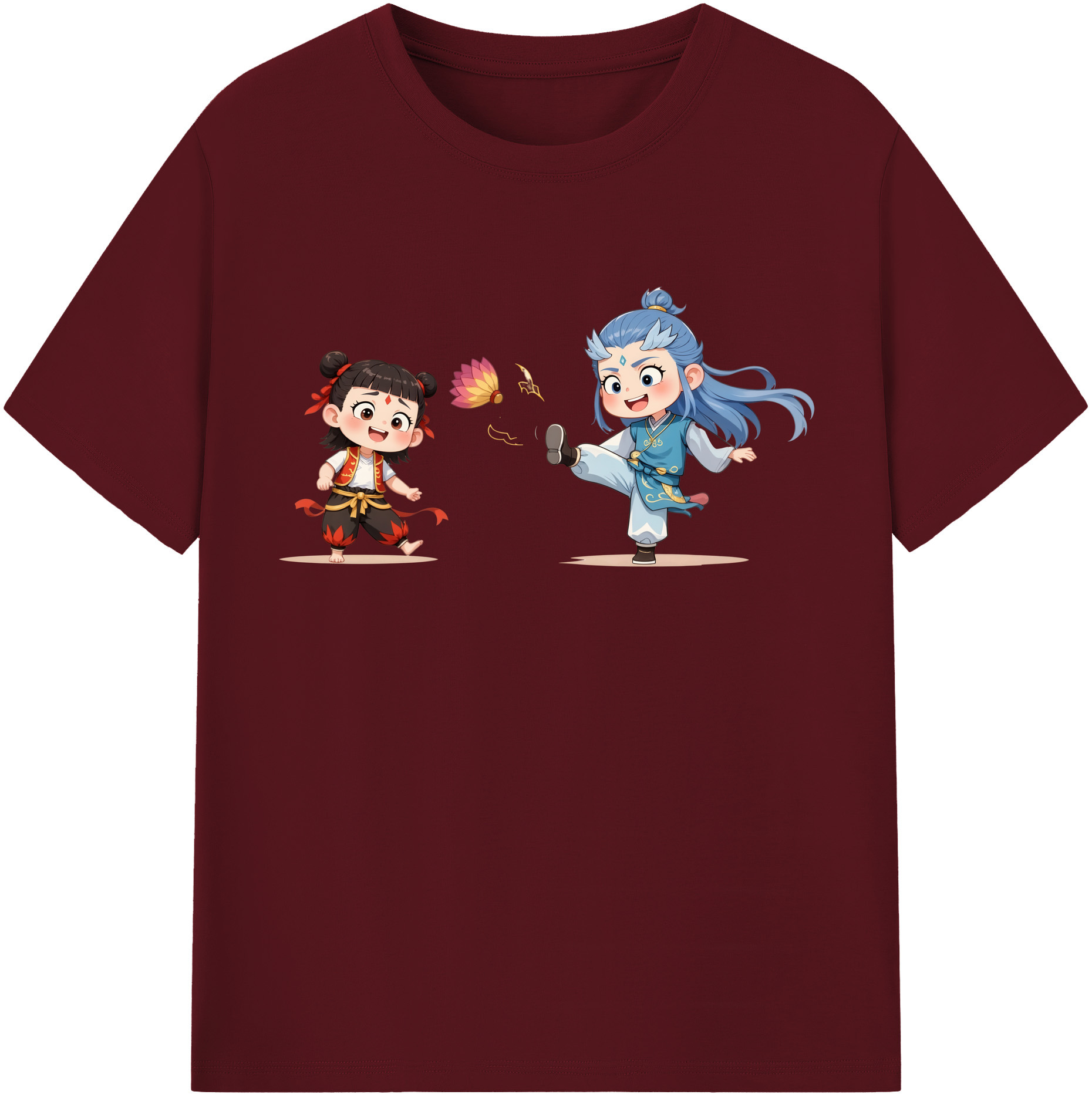 （画像用） Ne Zha 2 ナタ 魔童の大暴れ 綿100％半袖Tシャツ（フロントプリント）